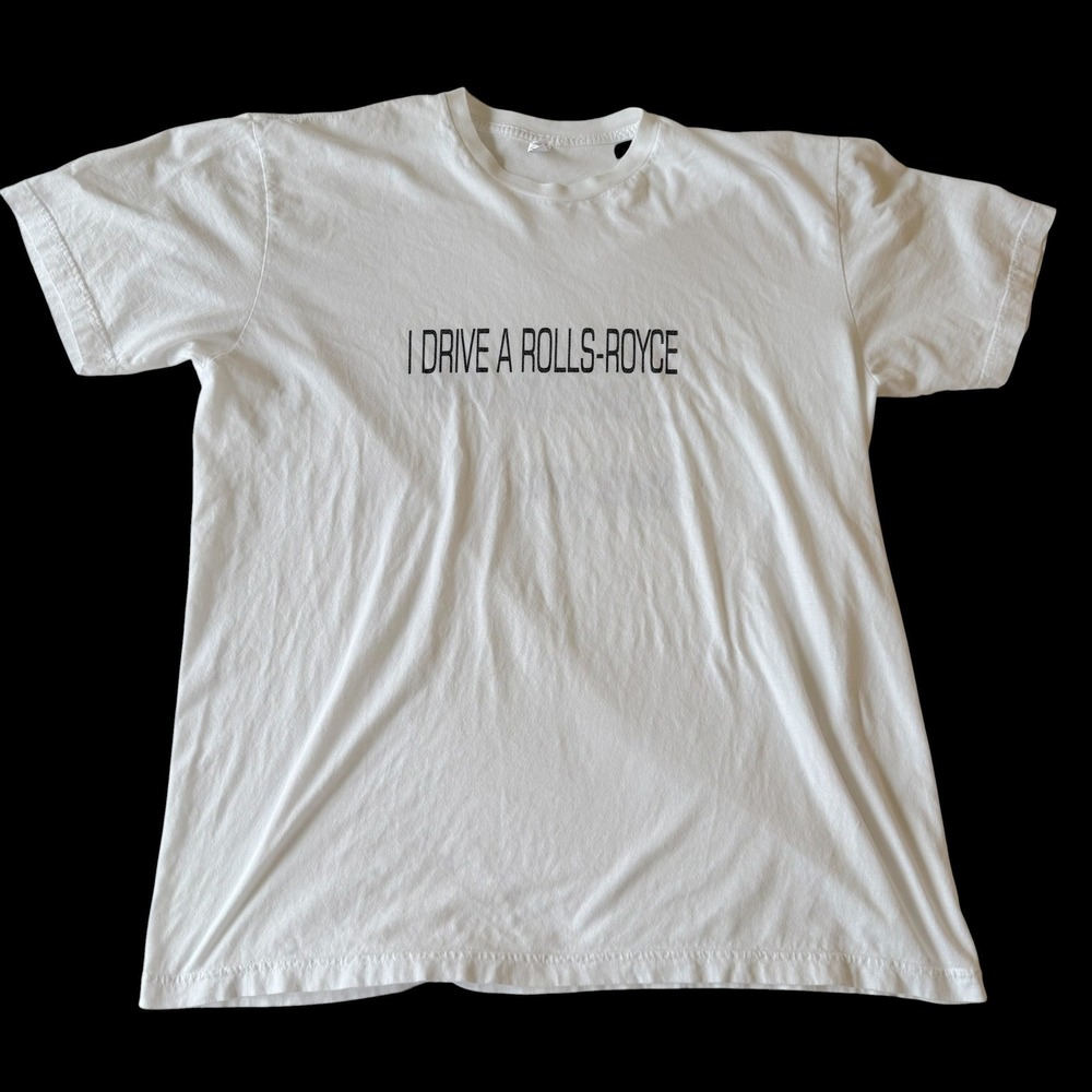 Y2K American Apparel I Drive A Rolls-Royce T-Shirt White Mens XL Tee